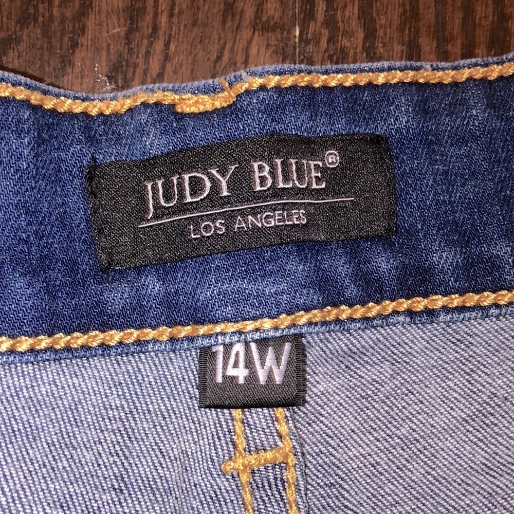 Judy Blue exposed button fly skinny jeans distressed size 14W - Picture 2 of 8